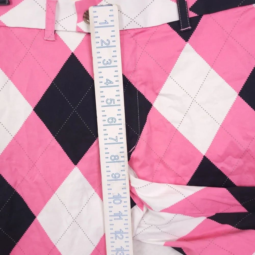 Loudmouth Golf Chino Shorts  Mens Size 38 Pink Balck Argyle Classic Preppy Y2K